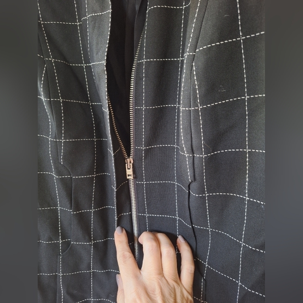 Bebe Womens Black/White Checkered Full Zip Jacket Size 2 - Picture 4 of 9